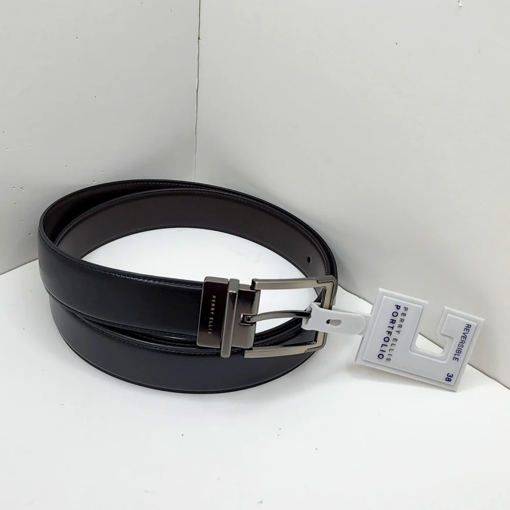 PERRY ELLIS POTFOLIO MEN'S REVERSABLE BELT, BROWN AND BLACK